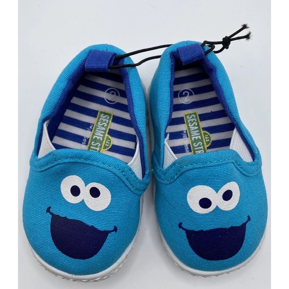 Sesame Street Cookie Monster Toddler Shoes Slip On Blue Size 2 NEW